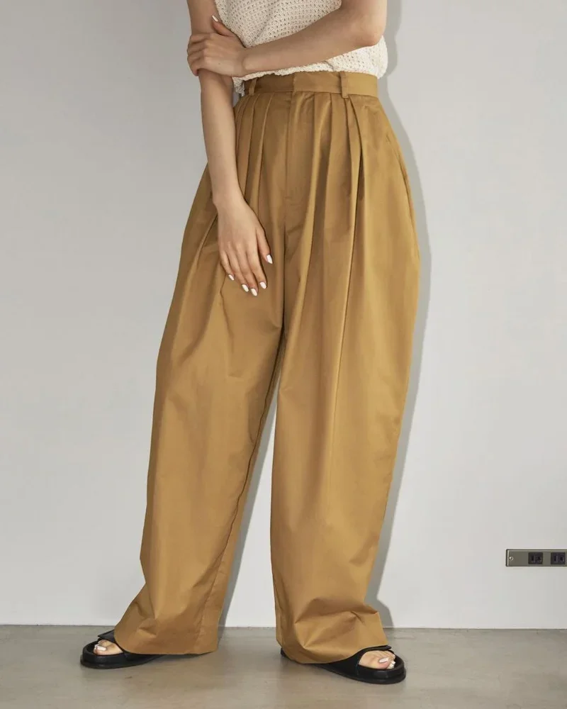 Kuzuwata Korean Commuter High Waist Trousers Women 2024 Spring Summer Loose Casual Pants Straight Solid Color Pantalones Mujer