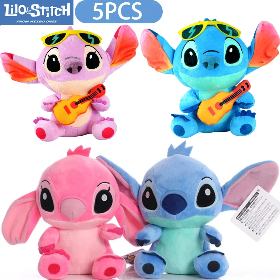 5PCS 15Style 12-30cm Angel Stitch Disney Plush Keychains Cute Cartoon Toys Dolls Plush Decoration Birthday Gifts For Kid Fan