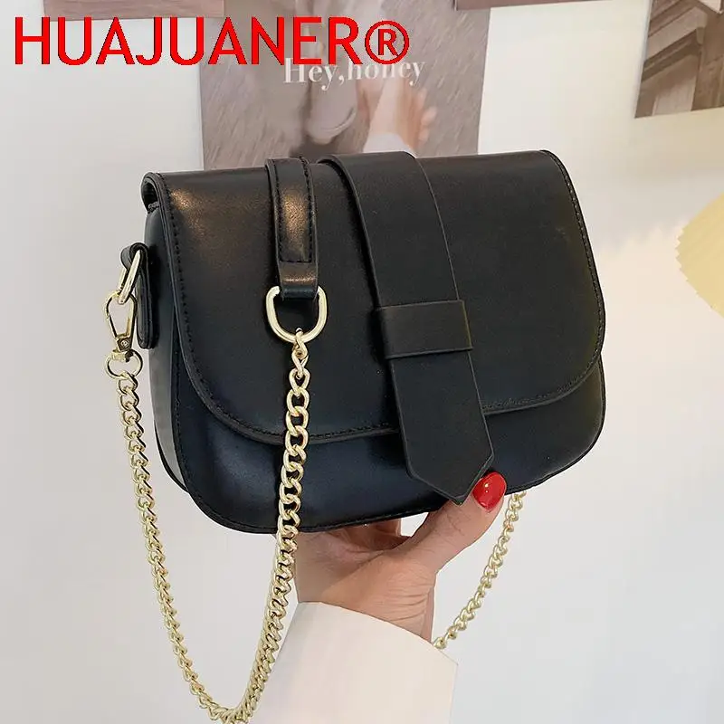 Women Simple Small Chain Crossbody Bags Luxury Leather Messenger Bag Female Casual Flap Handbags Pure Color Square Shoulder Bags