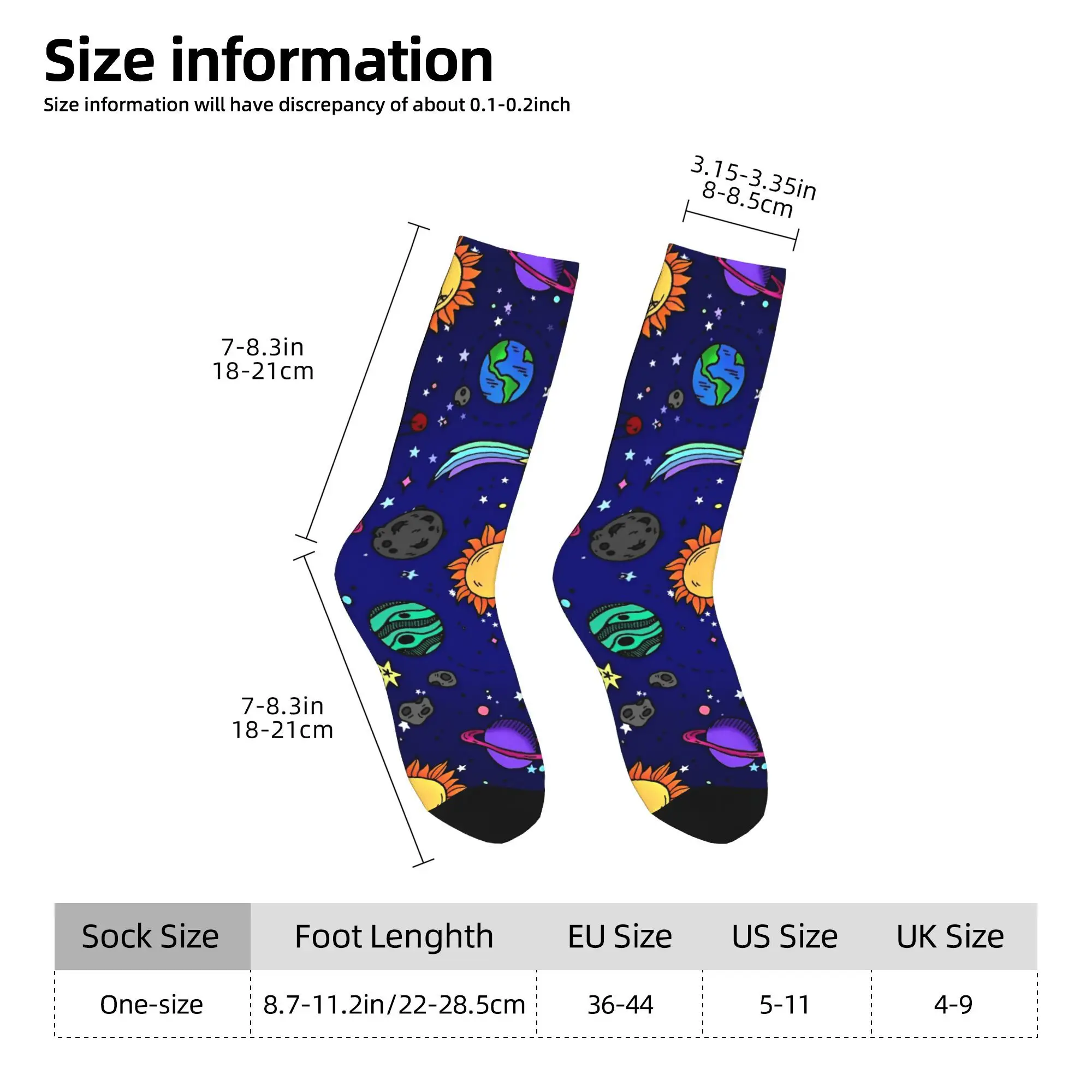 Unisex Men Socks Space Planet  Stockings Non Slip Comfortable Socks Spring Kawaii Design Running Socks