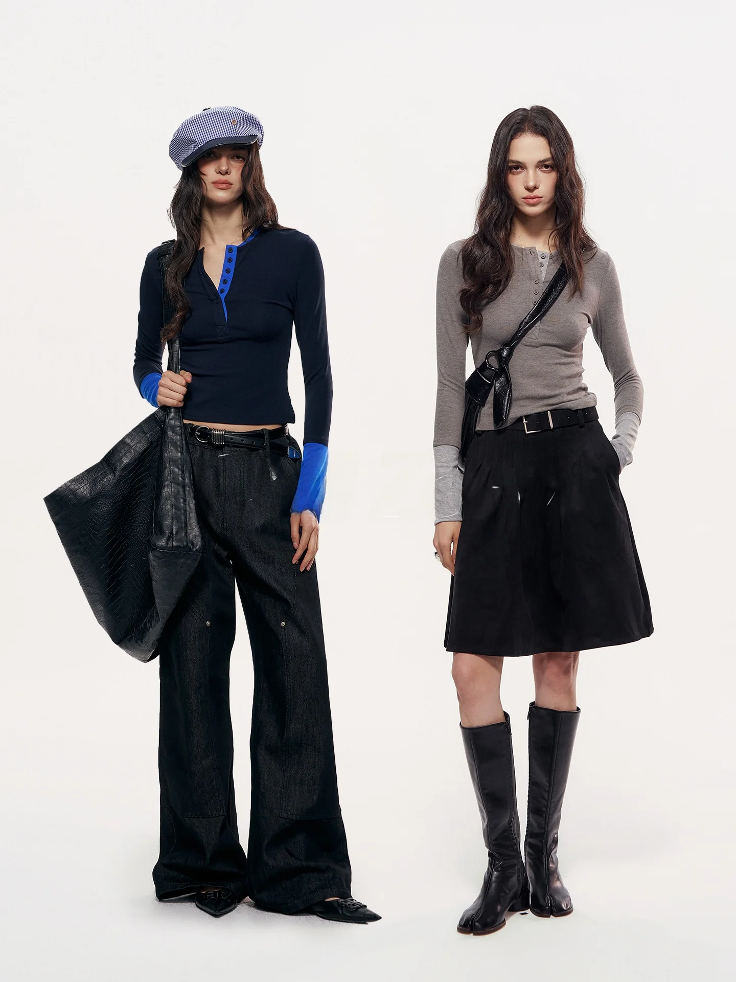 

Chill Zoe Henry Collar Long Sve Slim Fit Women's T-irt Spicy Sle Color Blo Spring New Arrival Soft Acrylic Blend