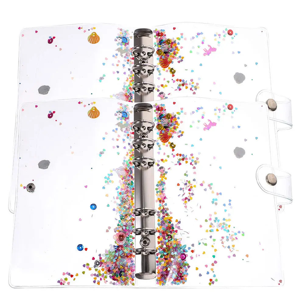 Flow Sand Glitter Binder Cover 2pcs, Premium Plastic Notebook Shell for Students, Teachers & Office Workers