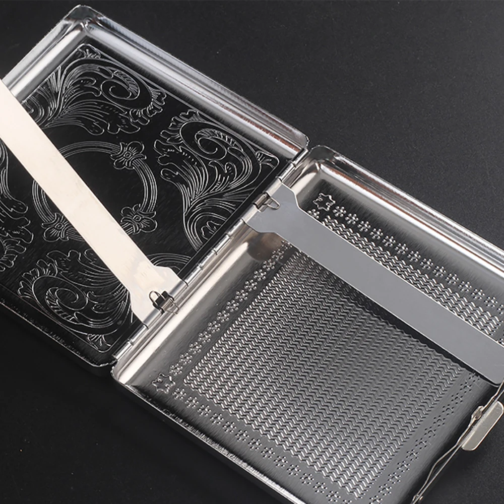 Vintage Metal Cigarette Case with Box Case Container 20 Pcs Regular Size Tobacco Holder Pocket Storage Smoking Accessories Gift