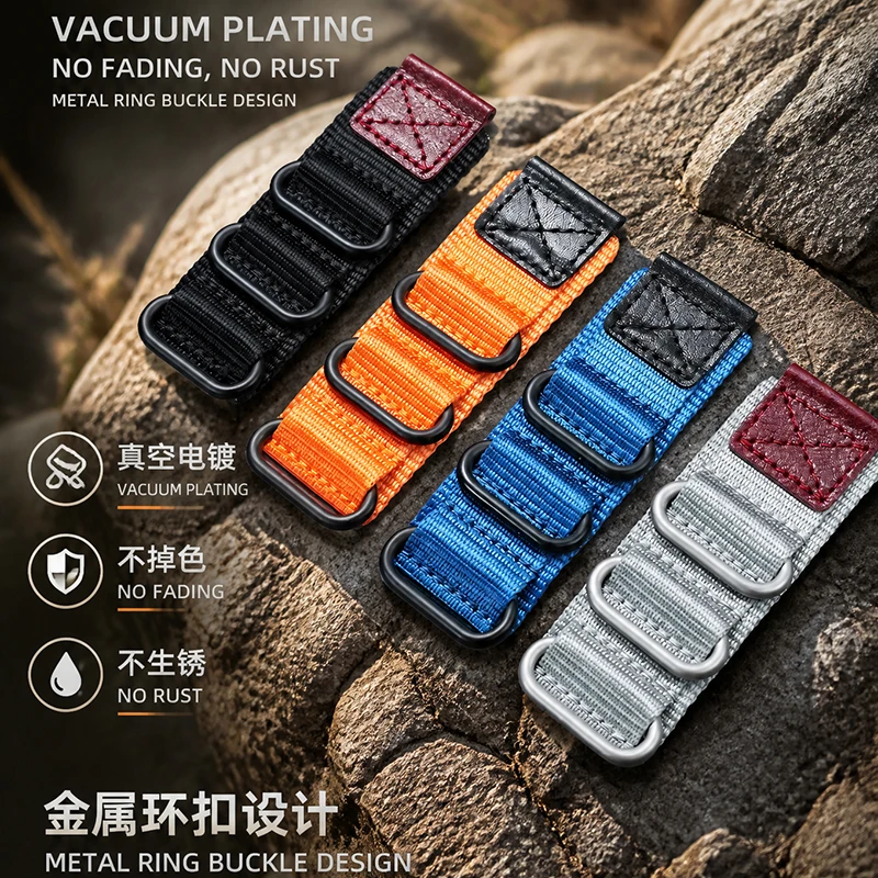 18mm Hook & Loop Nylon Watch Strap for Casio 3229 AE1200 SWG-400 WH217 WH-218 Replacement Band Black Orange Blue Grey Army Green