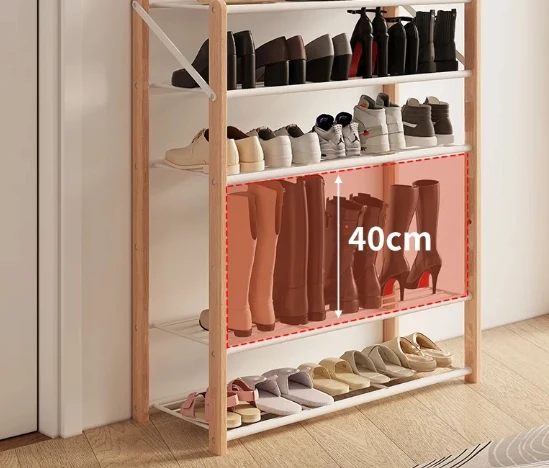 *Folding Shoe Rack Multi-layer Home Door Free Installation Foldable Shoe Rack Widened Rental House Solid Wood Shoe Storage