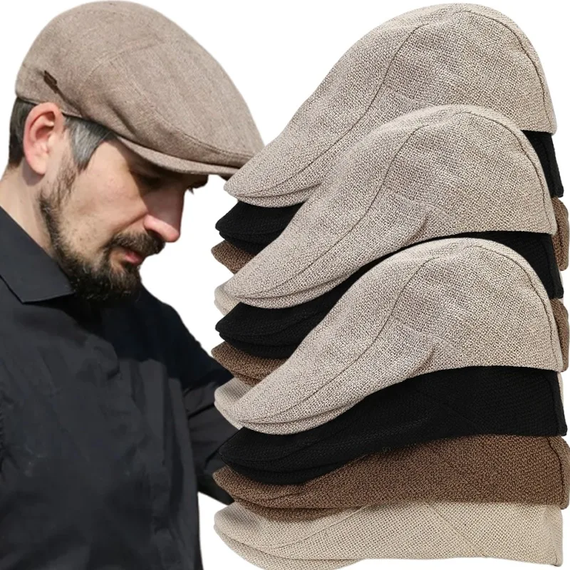 Men Classic Herringbone Beret Hat High Quality British Artist Painter Flat Cap Vintage Male Beret Caps Casual Fashion Gorras