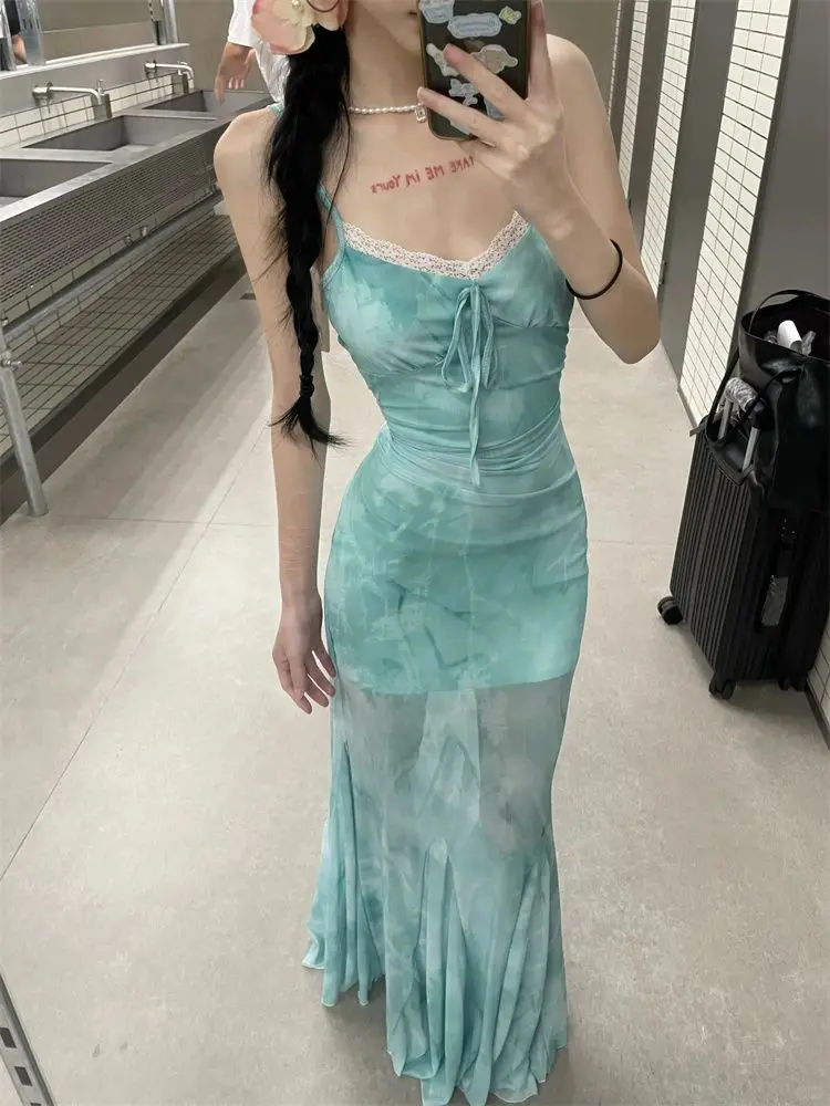 

Кружевное лоскутное платье-бретелька большого размера, сексуальное облегающее облегающее платье с рыбьим хвостом для женщин, новинка лета 2025, Vestidos Mujer