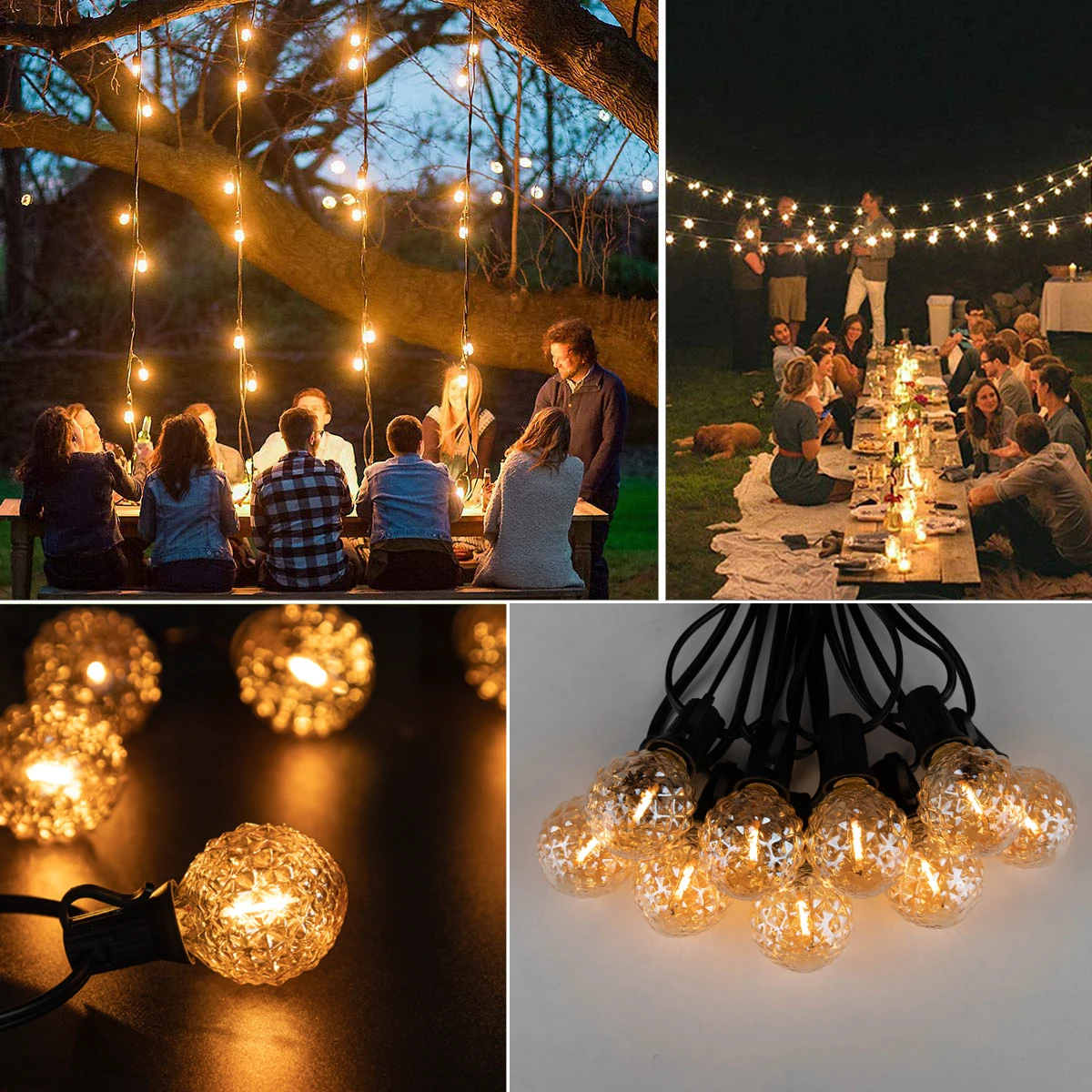 25FT 65FT Diamond Shaped G40 Led Outdoor String Light 110V 220V Dimmable Connectable Patio Party Decor Garland Fairy Light Chain