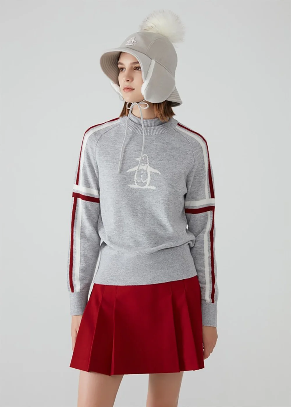 سترة نسائية محبوكة كلاسيكية متعددة الاستخدامات جديدة مريحة للجولف عصرية ماركة ملابس رياضية خريفية بأكمام طويلة وياقة مستديرة