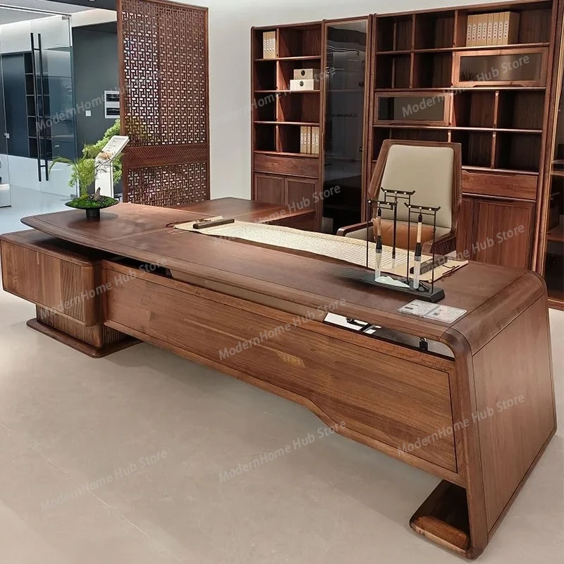 Strong Cheap Executive Desk Drawers Wooden Brown Modern Drawers Office Desks Luxury Large Mesa De Escritorio Office Furniture