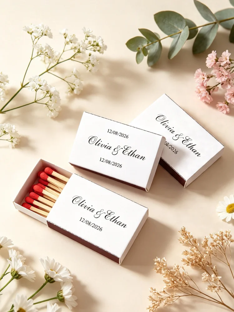 Cajas de Match Personalizadas para Boda, Combinación Perfecta, con Iniciales de Pareja, Fecha, Venta al por Mayor para Recepción de Boda y Compromiso