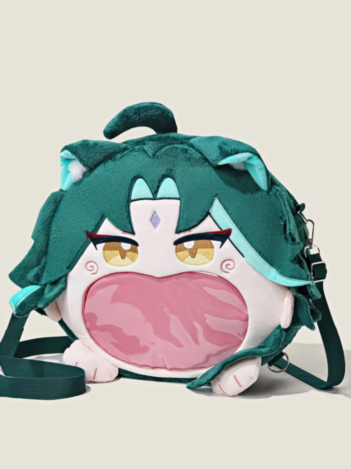 

Anime Genshin Nightshade Xiao Character Pain Bag Plush Large-Mouth Transparent Display Layer Backpack Large Capacity Bags