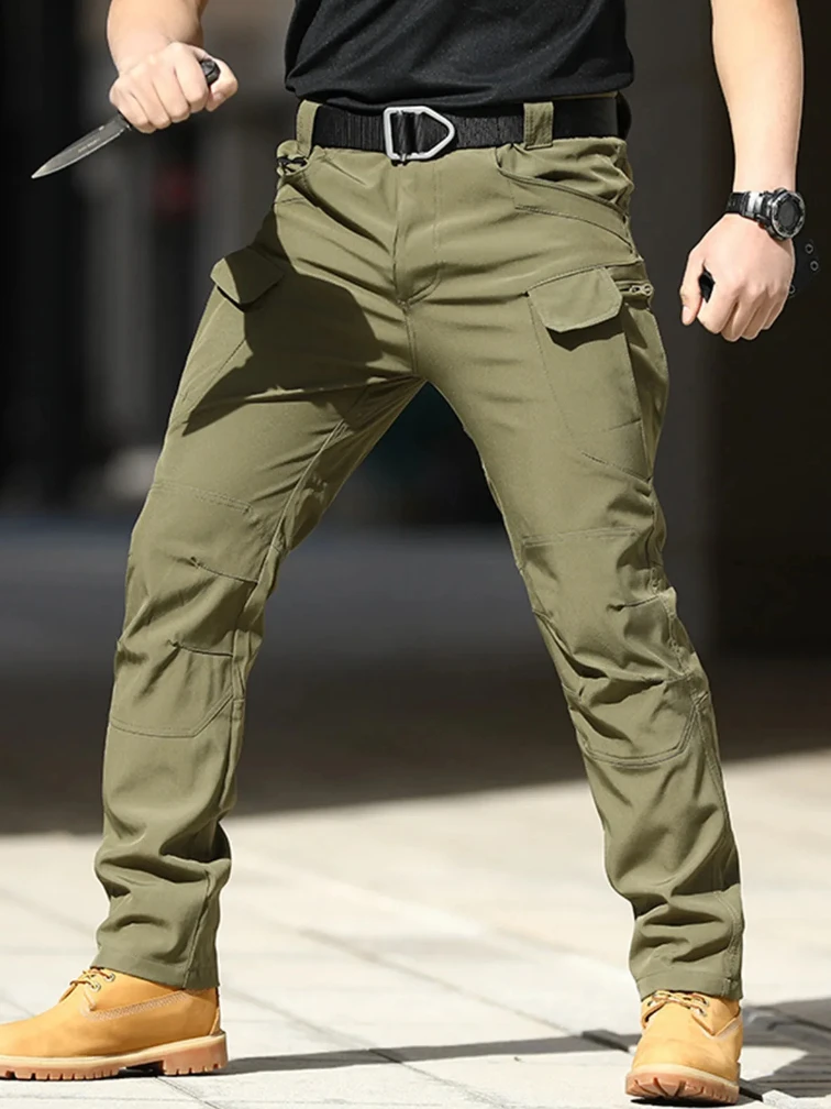 AliExpress Men'S Spring Autumn Tactical Cargo Elastic Pants Combat Trekking Hiking Camping Climbing Run Sport Cycling Work Outdoor Trousers