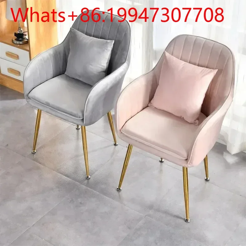 

Nordic light luxury chair with throw pillow, bedroom girl home makeup stool, dressing table simple ins style makeup chair