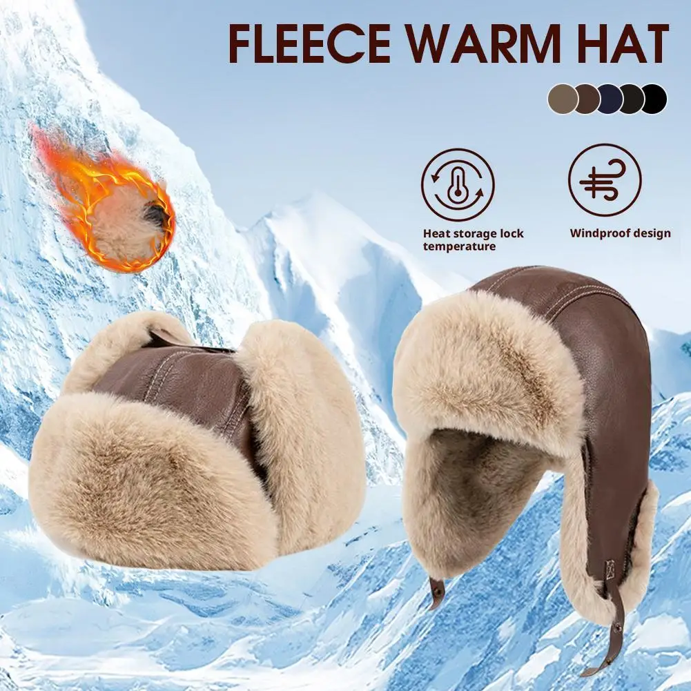 

Thickened Fleece Pilot Cap Unisex Autumn Winter Lei Feng Style Cycling Ear Protection Windproof Goggles Warm Hat