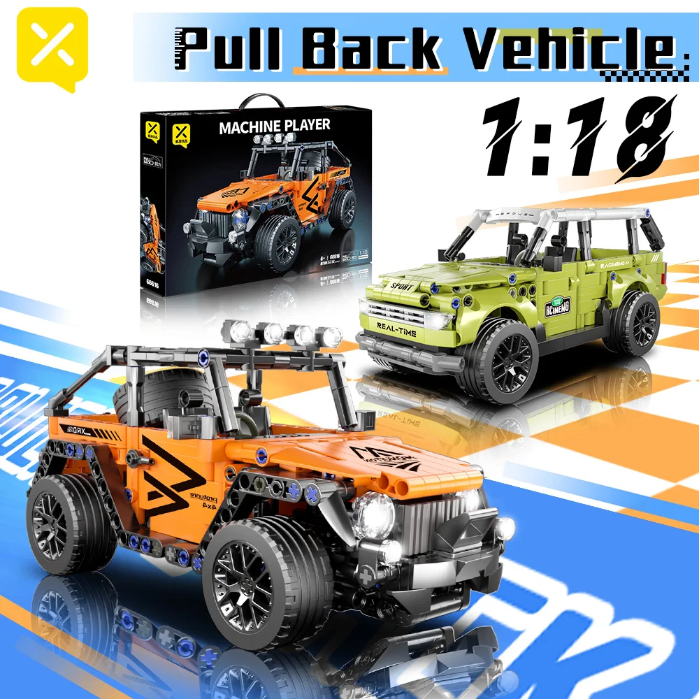 477 Stuks Modelbouwstenen Auto Diy Voertuig Speelgoed Sportwagen Off-Road Voertuig Racen Verjaardag En Kerstcadeaus Voor Kinderen