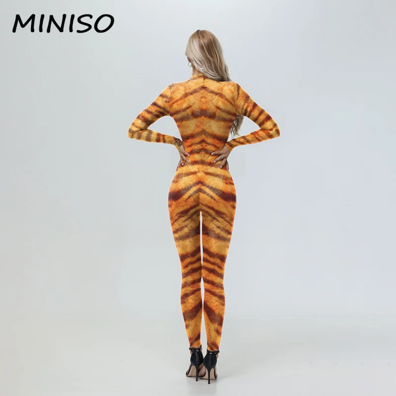 MINISO Costumi Cosplay di Halloween per le donne Tute stampate in 3D per animali Carnevale Party Performance Zentai Abiti sexy per tute