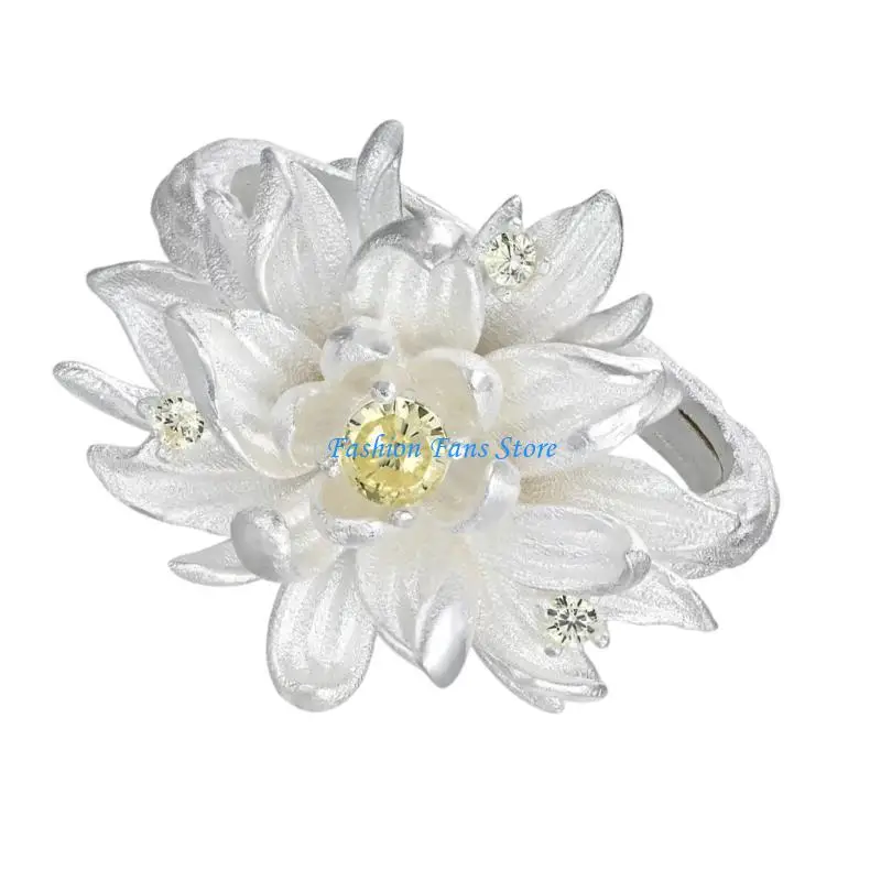 Enamel Blue Flower Rings Handcraft Jewelry Untuk Hadiah Acara Khususnya