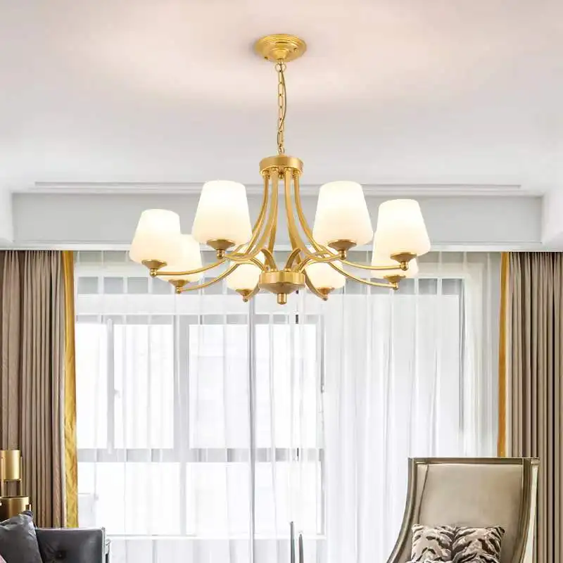

New Chinese style light luxury villa American modern fashion restaurant staircase project led ceiling chandelier