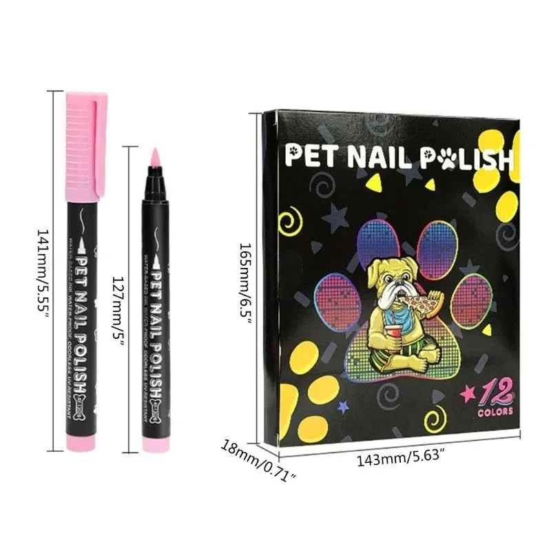 12 color water-based cat, dog and dog nail polish quick drying pet nail polish