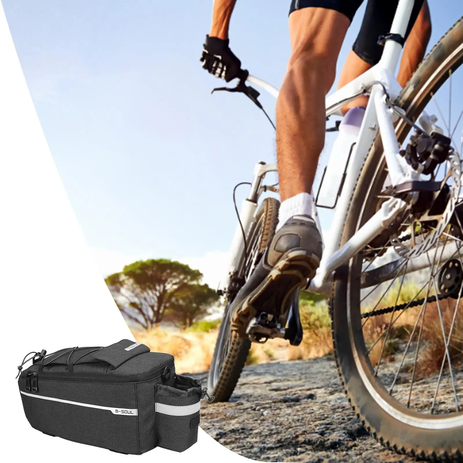 

Bicycle Carrier Bag Bike Rear Basket Waterproof Pannier Trunk Bags Back Rack Rear Seat Bag 8L Capacity Trunk Storage Bag