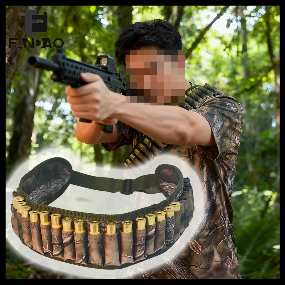 

Tactical 25 Rounds Camouflage Bandolier Belt Airsoft Rifle Shotgun Bullet Cartridges Pouch Hunting Paintball Shooting Equipment
