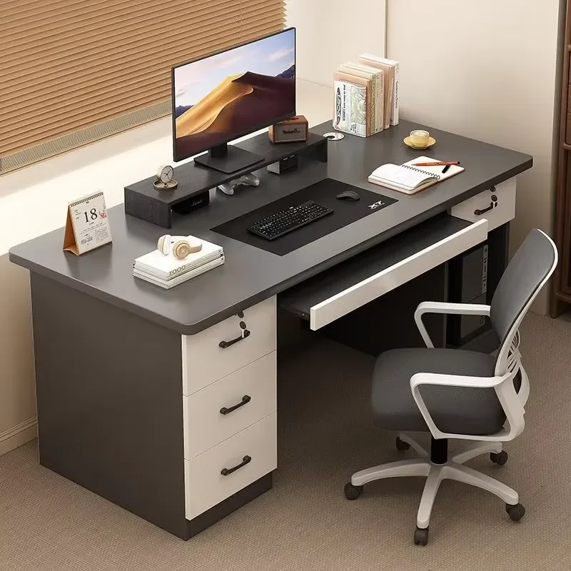 Lockable Single Staff Office Workstation Writing Simple Modern Office Desk Computer Desk with Drawer Student for Bedroom Use