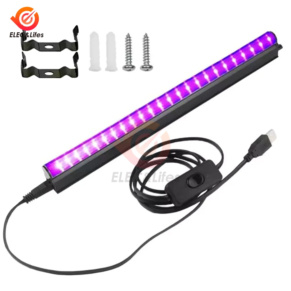 5V UV Black Light 24LED UV T5 Tube 6W Ultraviolet Lamp Bulb 395nm UVA Nail Dry Lamp Money Detector Decor Blacklight