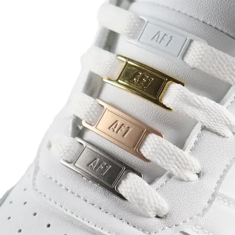Flat Athletic Shoelaces for AF1 with 1 Pair Shoe Lace Mental Tag Charms Original Replacement Shoe Laces  for  Men Women AF1 Suit