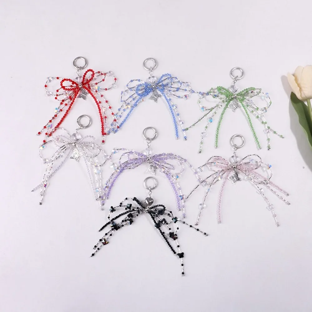 New Creative Bow Bead Keychain Handmade Acrylic Backpack Pendant Gifts Car Keychain Phone Chain