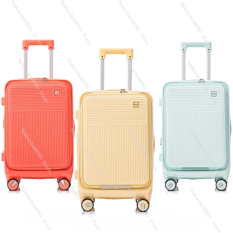 

Cross-border New Luggage Macaron Trolley Case 18-inch Silent Luggage Leather Goods Front Open Boarding Case