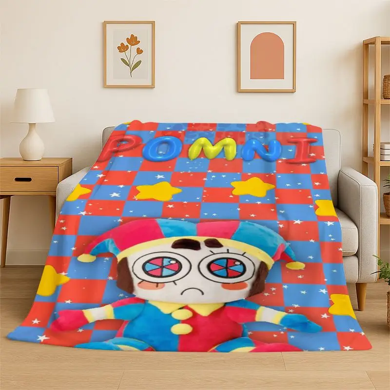 Cartoon Amizing Digtal Circus Pomni Soft Flannel Throw Blanket,Cozy Blanket for Bed,Couch,Sofa,Bedroom,Living Room,Picnic