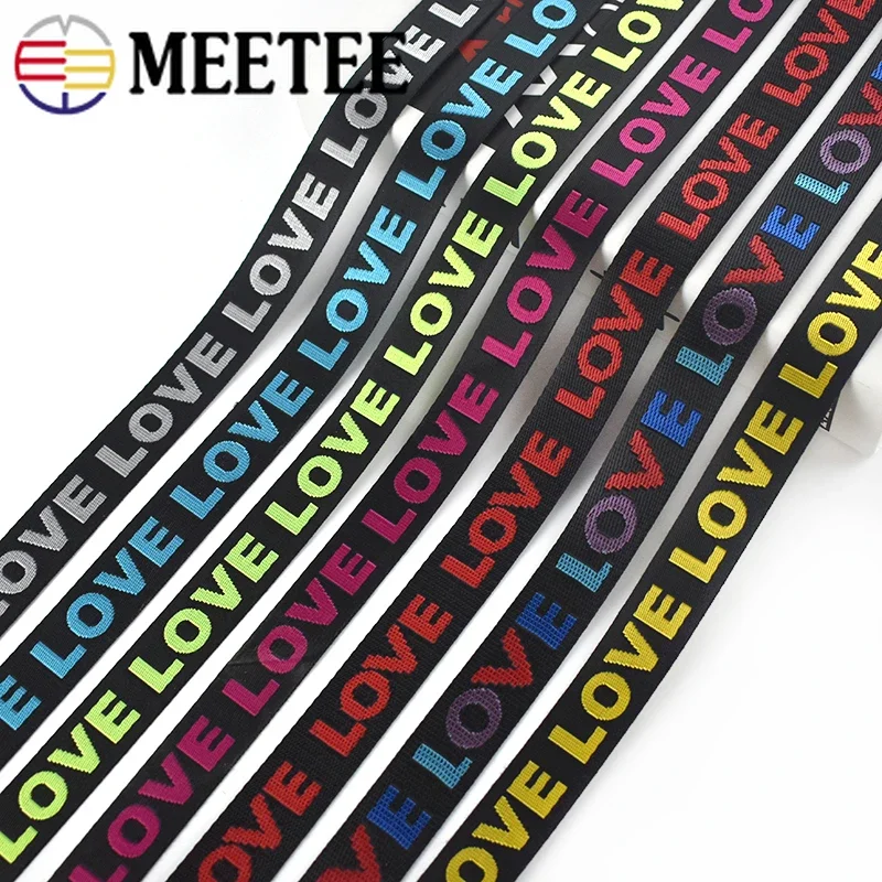 Meetee 8Yards 25/38mm Nylon Jacquard Webbing Tape LOVE Ribbon DIY Bag Shoulder Strap Band Garment Decoration Sewing Accessories