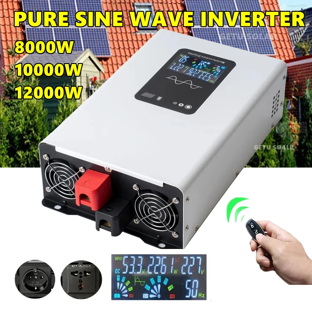 Inverter a onda sinusoidale pura 12000W 10000W 8000W DC 12V 24V 48V 72V a AC 220V 230V 110V Inverter solare 12KW Convertitore di potenza off grid