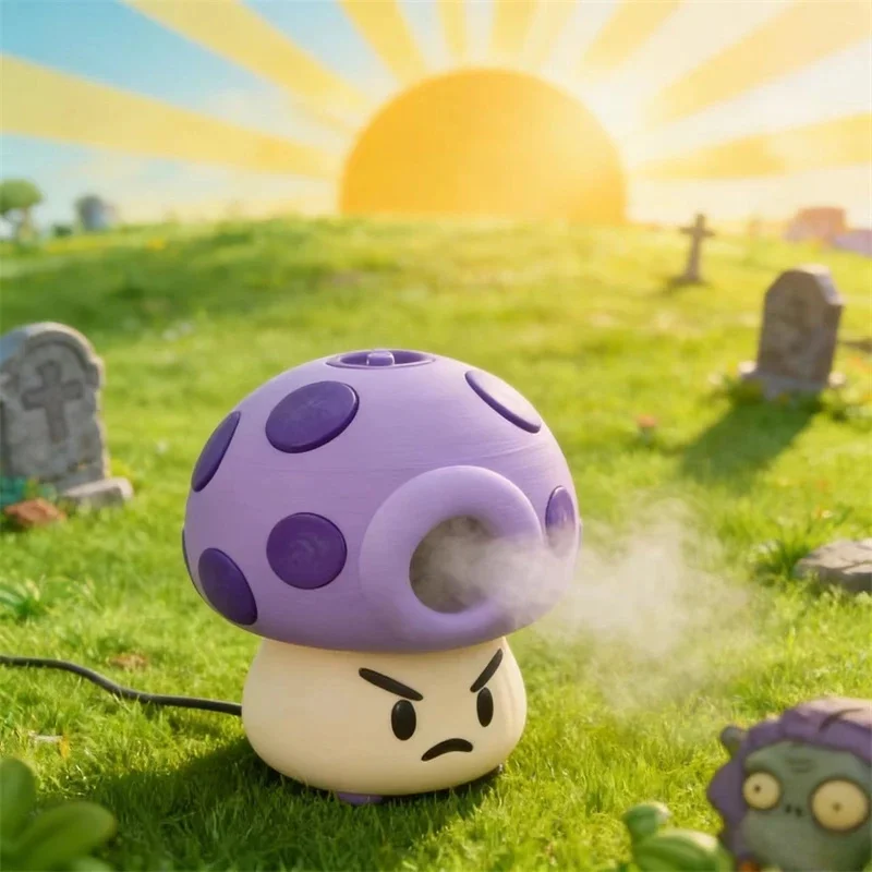 Plants Ornament Zombies Fume-shroom 3D Printed Cute Quiet Mini Humidifier Cartoon Desktop Decoration For Game Fans Birthday Gift