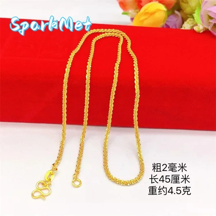 

Sparkmet 24K women's gold necklace fashionable and simple AU999 women's gold necklace jewelry
