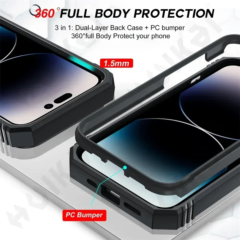 Case For iPhone 17 16 15 14 13 12 11 Pro XS Max Plus Camera Slide Military Grade Armor Protection 360 Degree Rotate Armor Cover