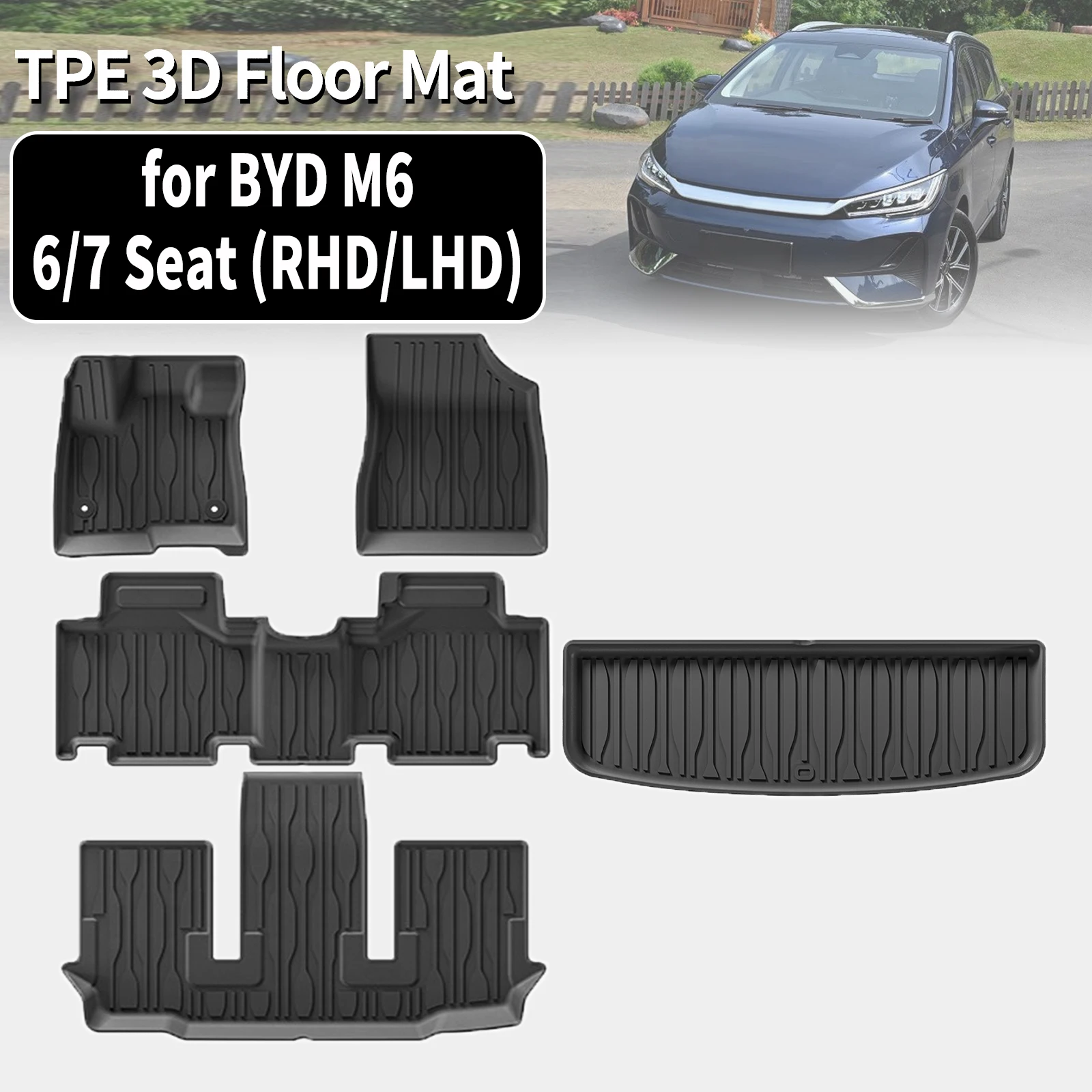 

for BYD M6 2024 2025 2026 6/7 Seat RHD/LHD Eco-Friendly TPE Floor Mat & Trunk Pad Non-Slip Dustproof Car Interior Accessories