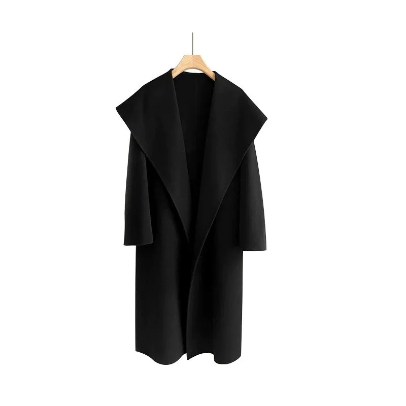 Messi Fine High Count Australian Wool Double sided Cashmere Coat Women\'s Wool Wool Large Lapel Coat