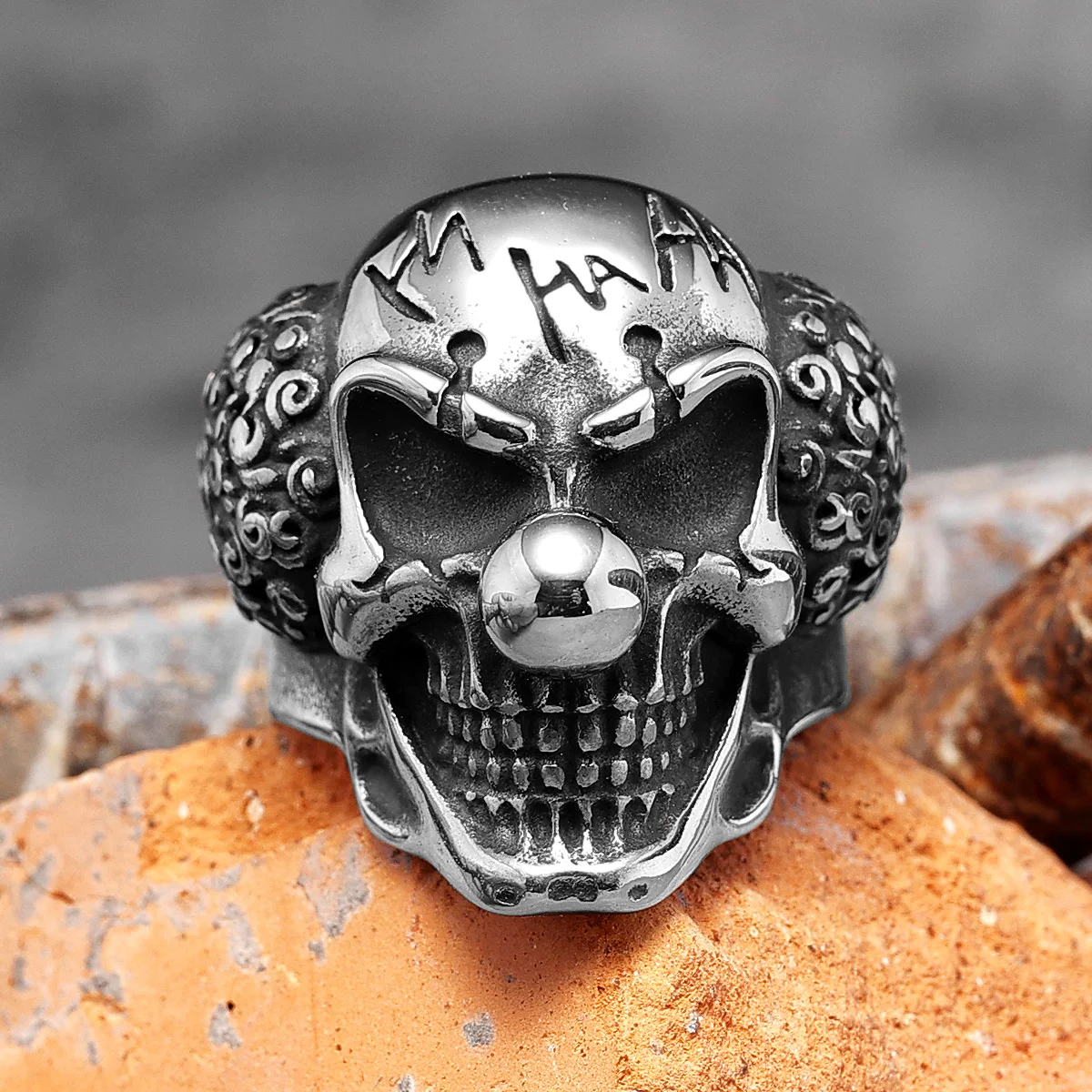 Joker Skull Punk Gothic Stainless Steel Mens Clown Rings Trendy Unique Stylish for Male Biker Jewelry Creativity Gift Wholesale