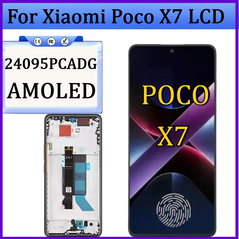 

AMOLED For Xiaomi Poco X7 LCD Display Touch Screen For Xiaomi Poco X7 LCD 24095PCADG Digitizer Assembly Replacement