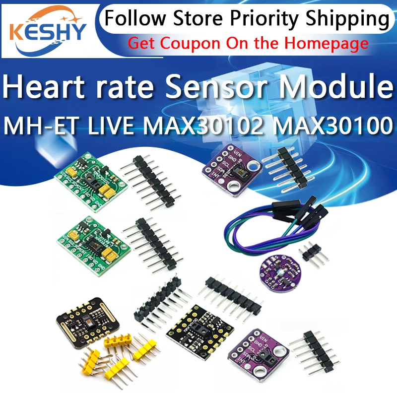 

MH-ET LIVE MAX30102 MAX30100 Heart rate Sensor Module Puls detection Blood oxygen concentration test For Arduino Ultra-Low Power