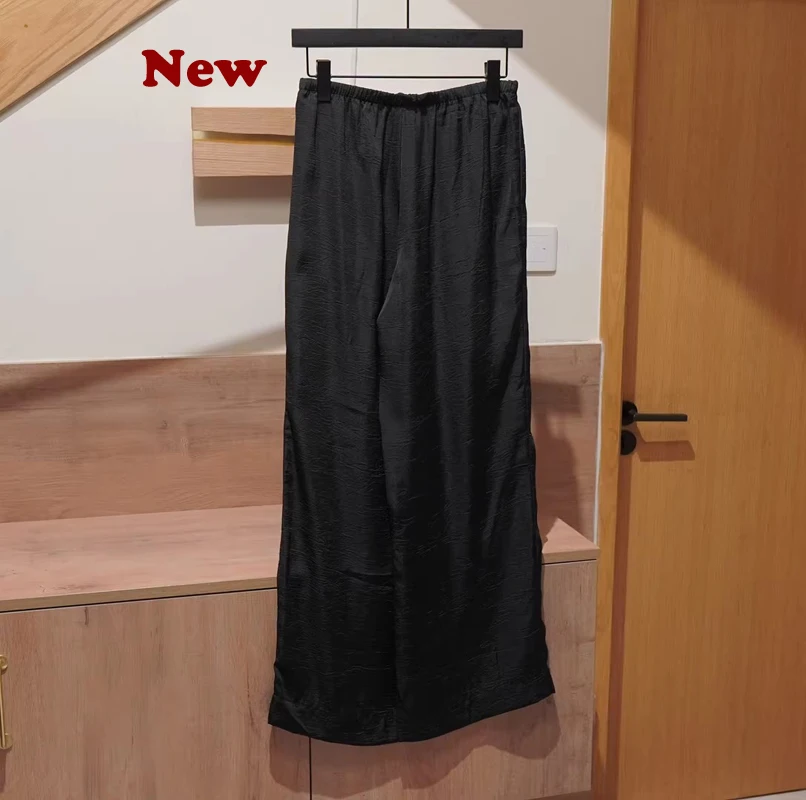 Summer Thin Women's Casual Pants Texture Pleated Loose Wide Leg Trousers