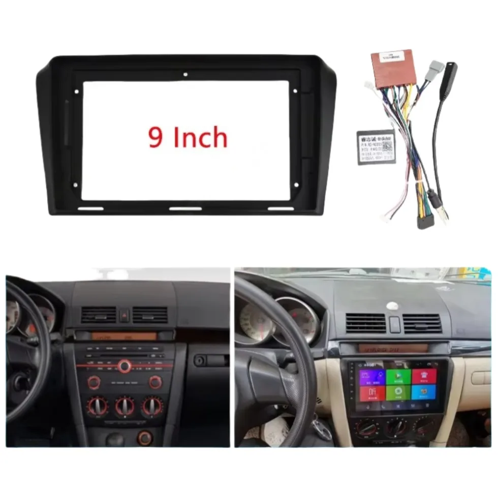 9-Inch Car Radio Fascia Kit with Canbus Box for Mazda 3 AXELA 2004-2009, Android Audio Dash Frame Installation Panel