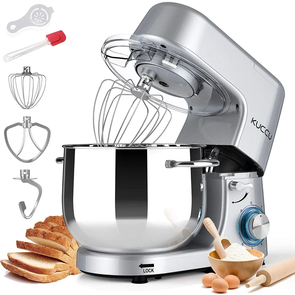 9.5 QT Double Handle Stand Mixer, 6 Speed with Pulse Electric Kitchen Mixer, 660W Tilt-Head Food Mixer for home baking