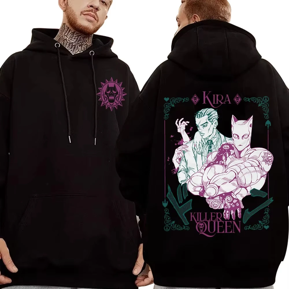 애니메이션 조조 기묘한 모험 후드 티 키라 요시카게 킬러 퀸 스웨터 남성 여성 의류 패션 캐주얼 컴포트 풀오버
