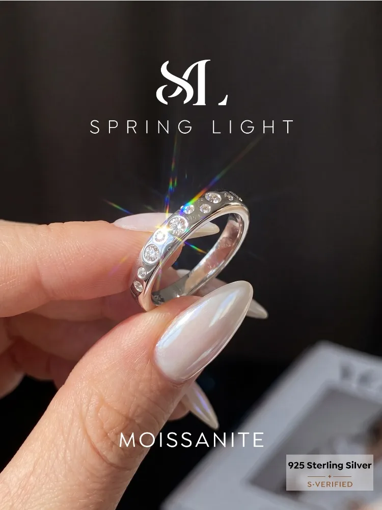Real Round Moissanite Diamond with Certificate Rings for Women Engagement Anniversary 925 Sterling Silver Fine Jewelry view 4