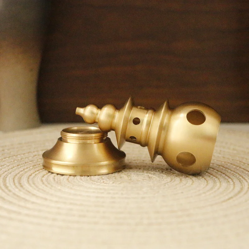 Brass Sun and Tower Ornament Three Pools Reflecting Moon Burner Craft Zen Incense Holder Copper