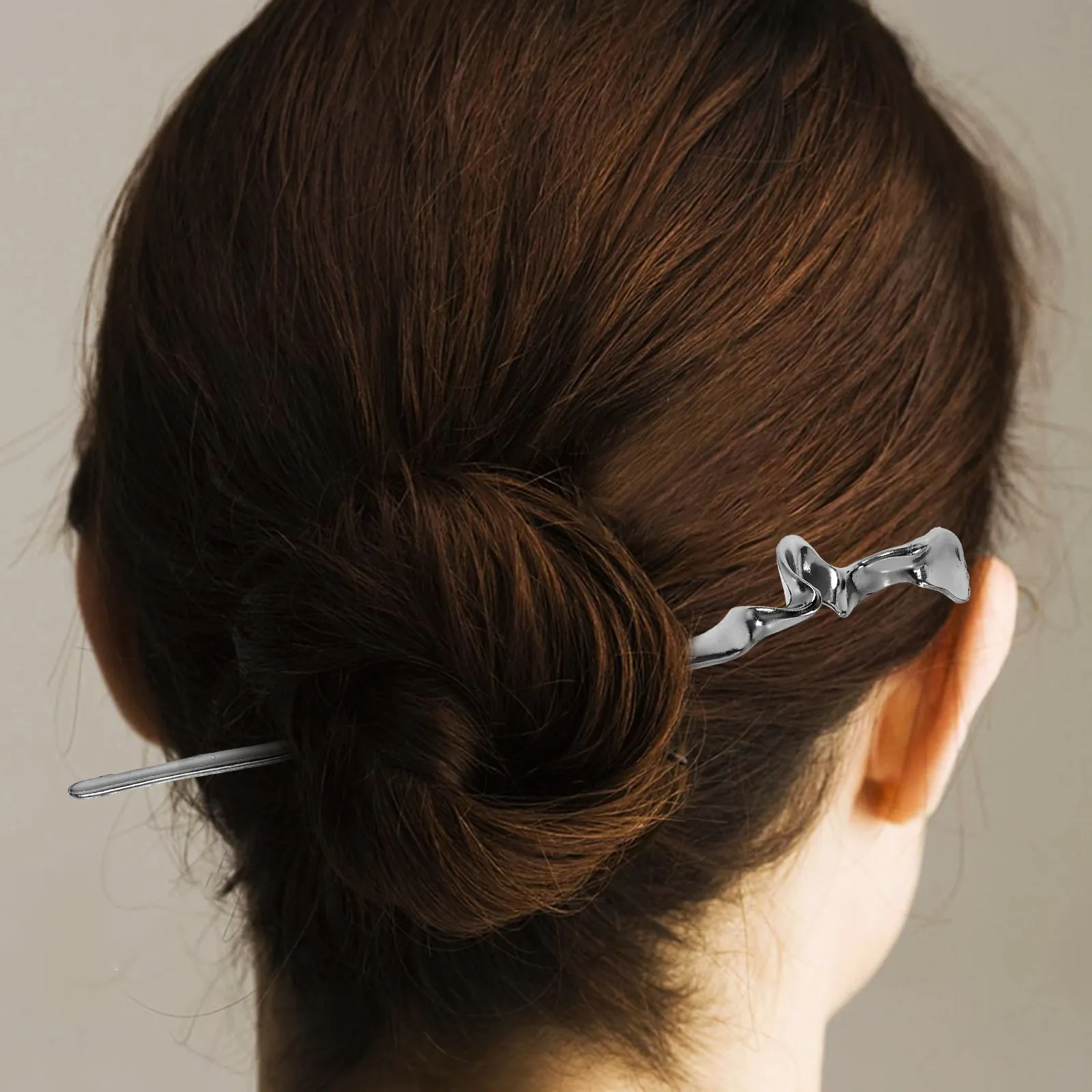 Metal Hair Sticks for Women – 2pcs Vintage Chinese Hairpins, Irregular Design, Perfect for Party & Wedding