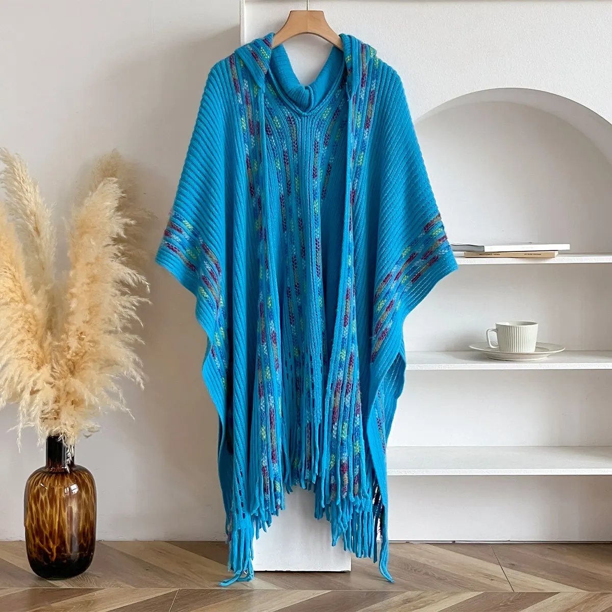Hooded Poncho Shawl Men's and Women's Ethnic Style New Year's outfit Cape Self Driving Travel Outfit Warm Cloak P1